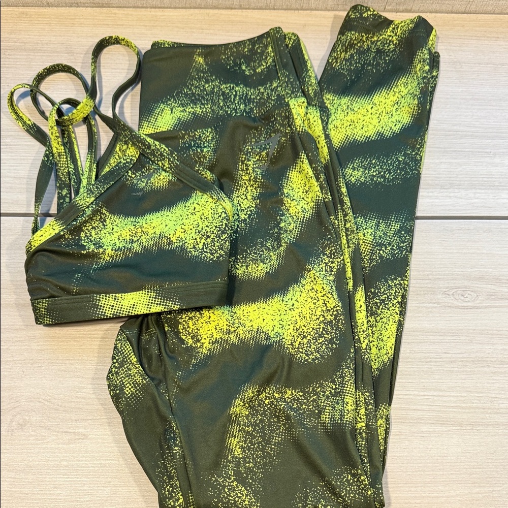 Gymshark Green and Yellow Leggings Set